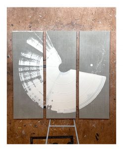 Tabitha Millett artwork on linen triptych